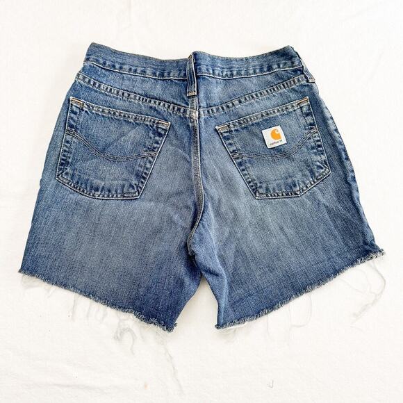 Carhartt Relaxed Fit Denim Jean Dark Wash Cutoffs Size 30 - Picture 2 of 4